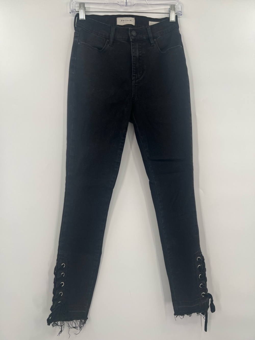 Size 26  PacSun Black Lace-Up Hem High-Rise Skinny Jeans